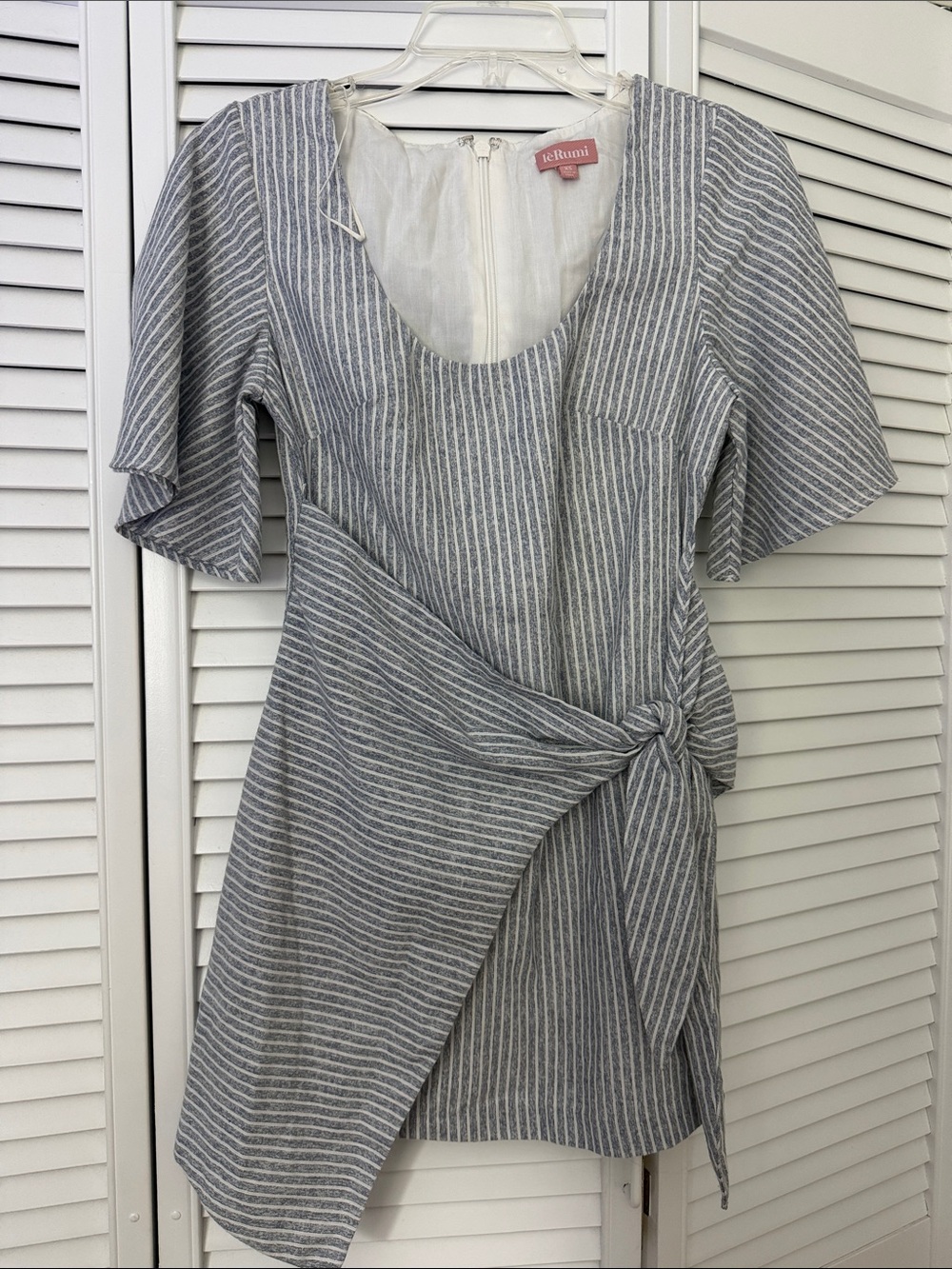 Gray Striped Wrap-Tie Dress